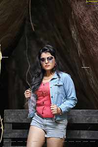 Richa Kalra in Denim Shorts and Jacket