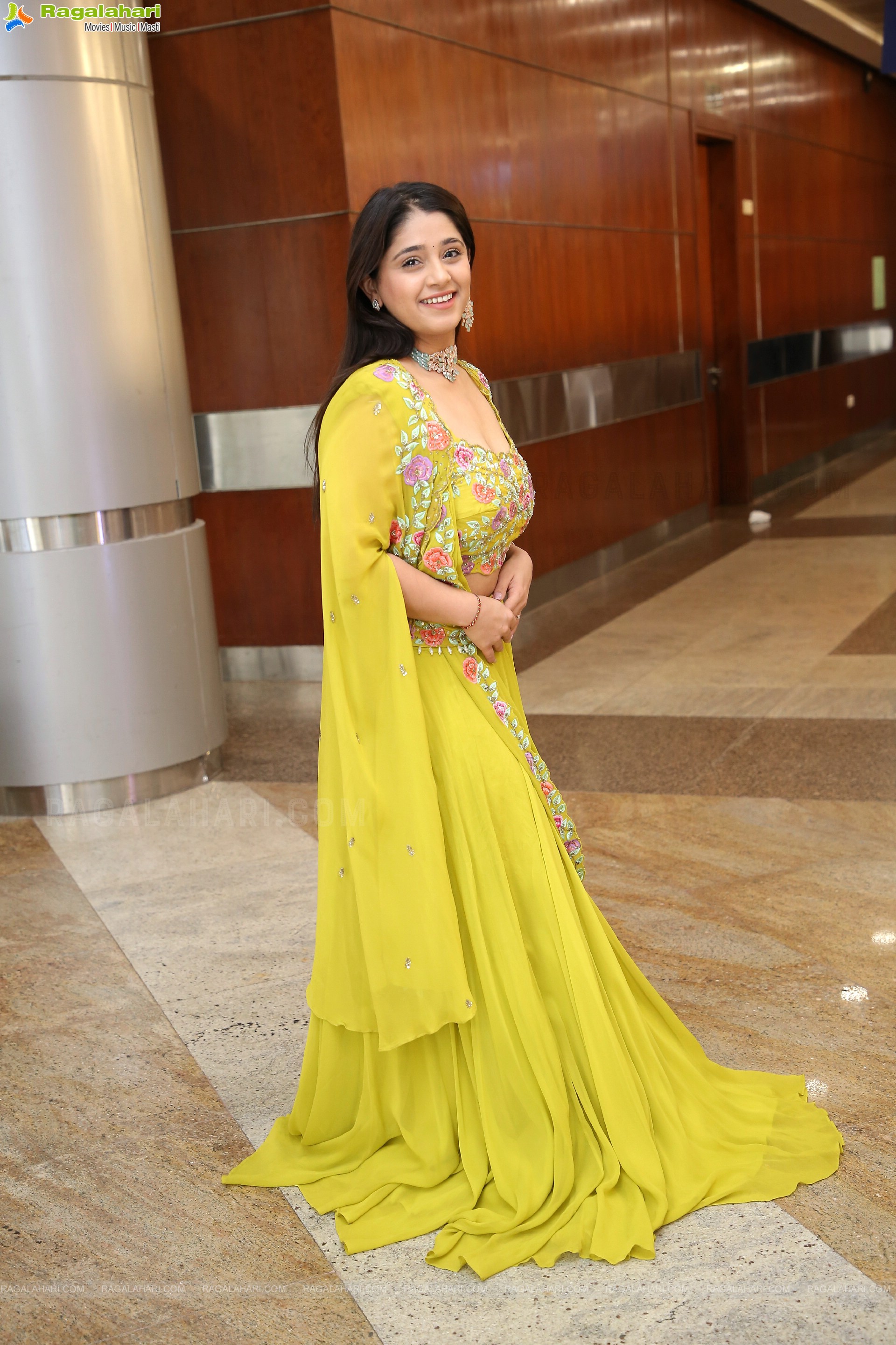 Chandni Bhagwanani in Designer Yellow Lehenga Choli, HD Photo Gallery
