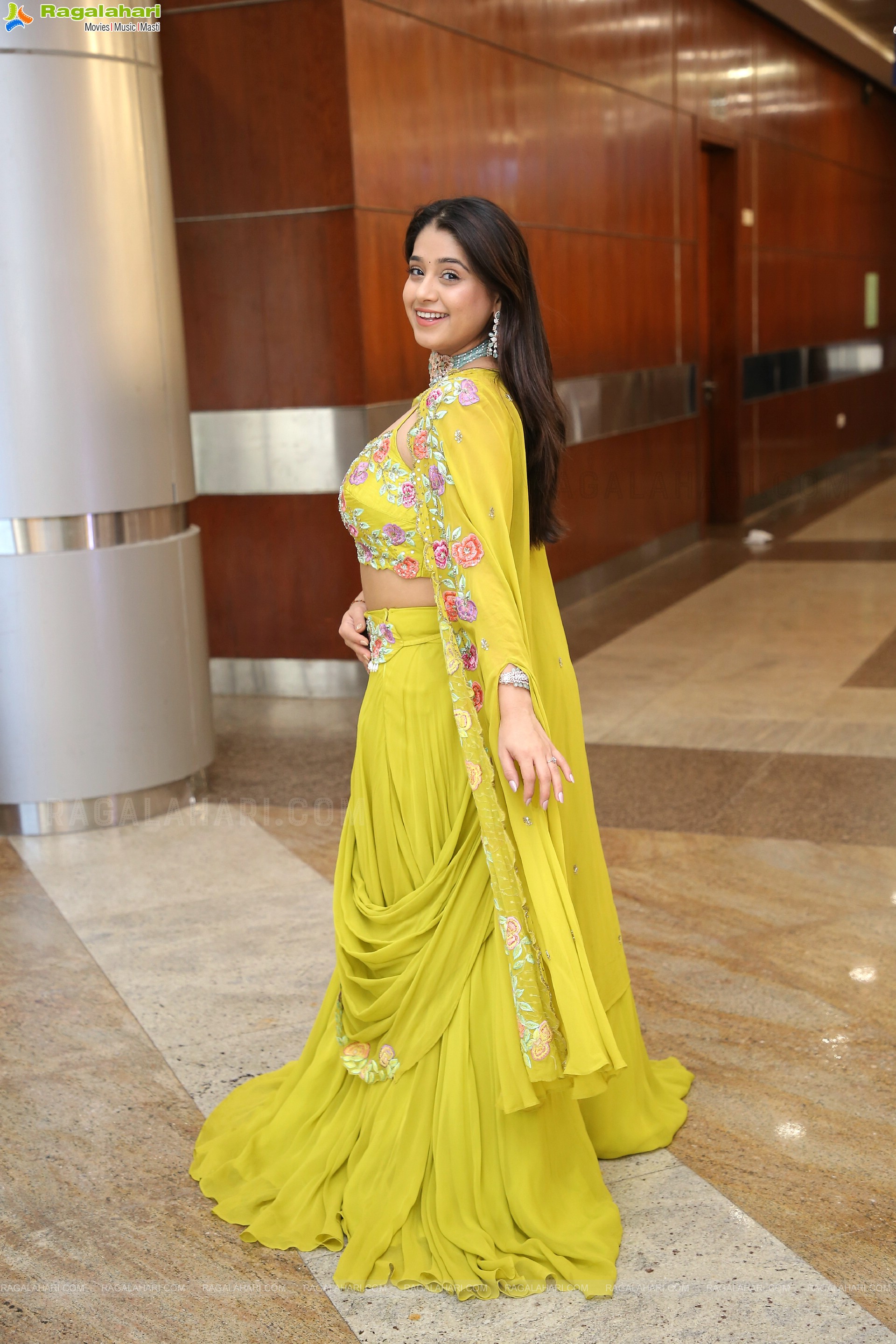 Chandni Bhagwanani in Designer Yellow Lehenga Choli, HD Photo Gallery