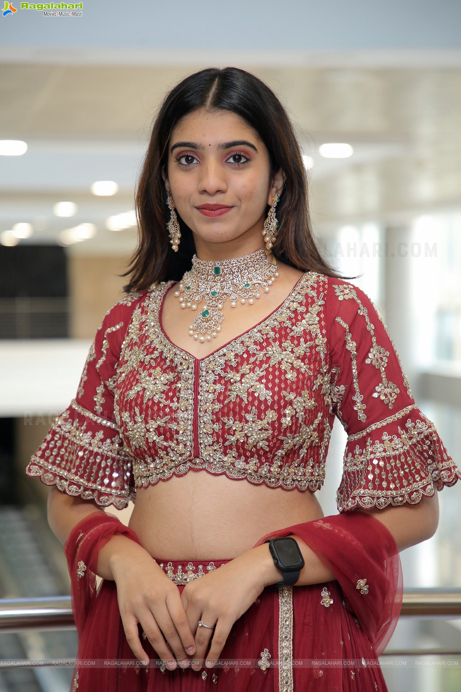 Nikita Choudary in Red Designer Lehenga, HD Photo Gallery