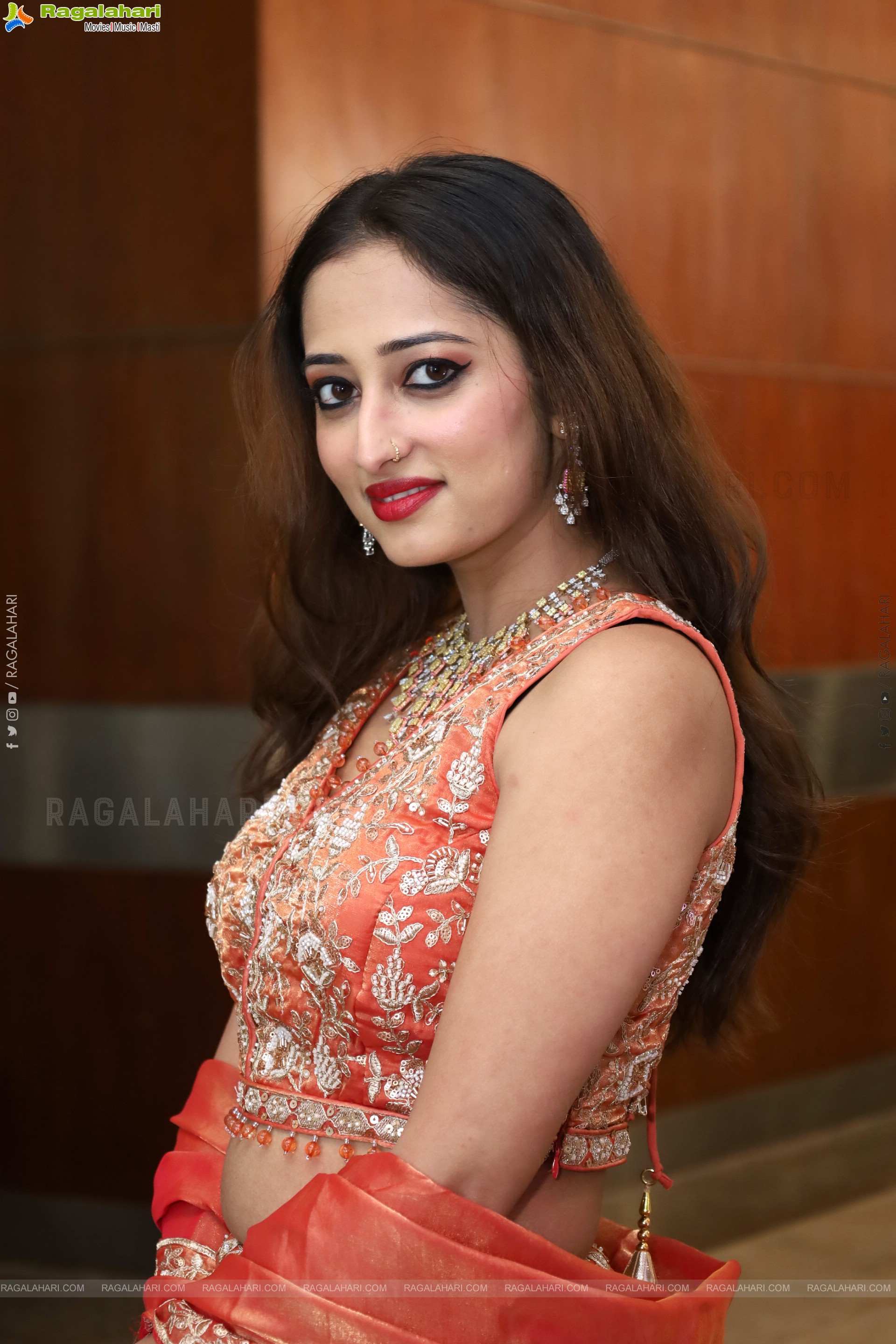 Heena Sheikh stills in Orange Lehenga Choli, HD Gallery