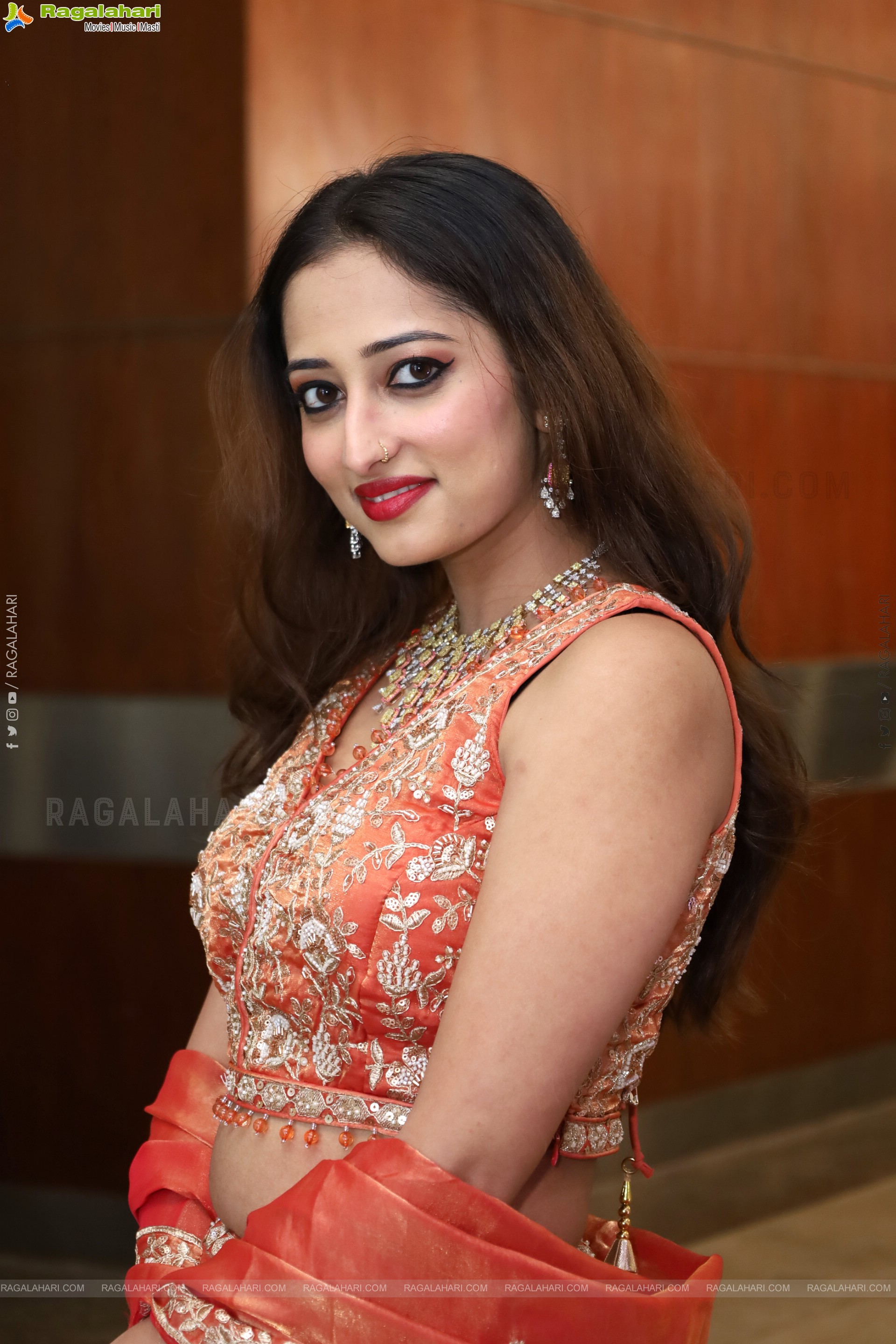 Heena Sheikh stills in Orange Lehenga Choli, HD Gallery