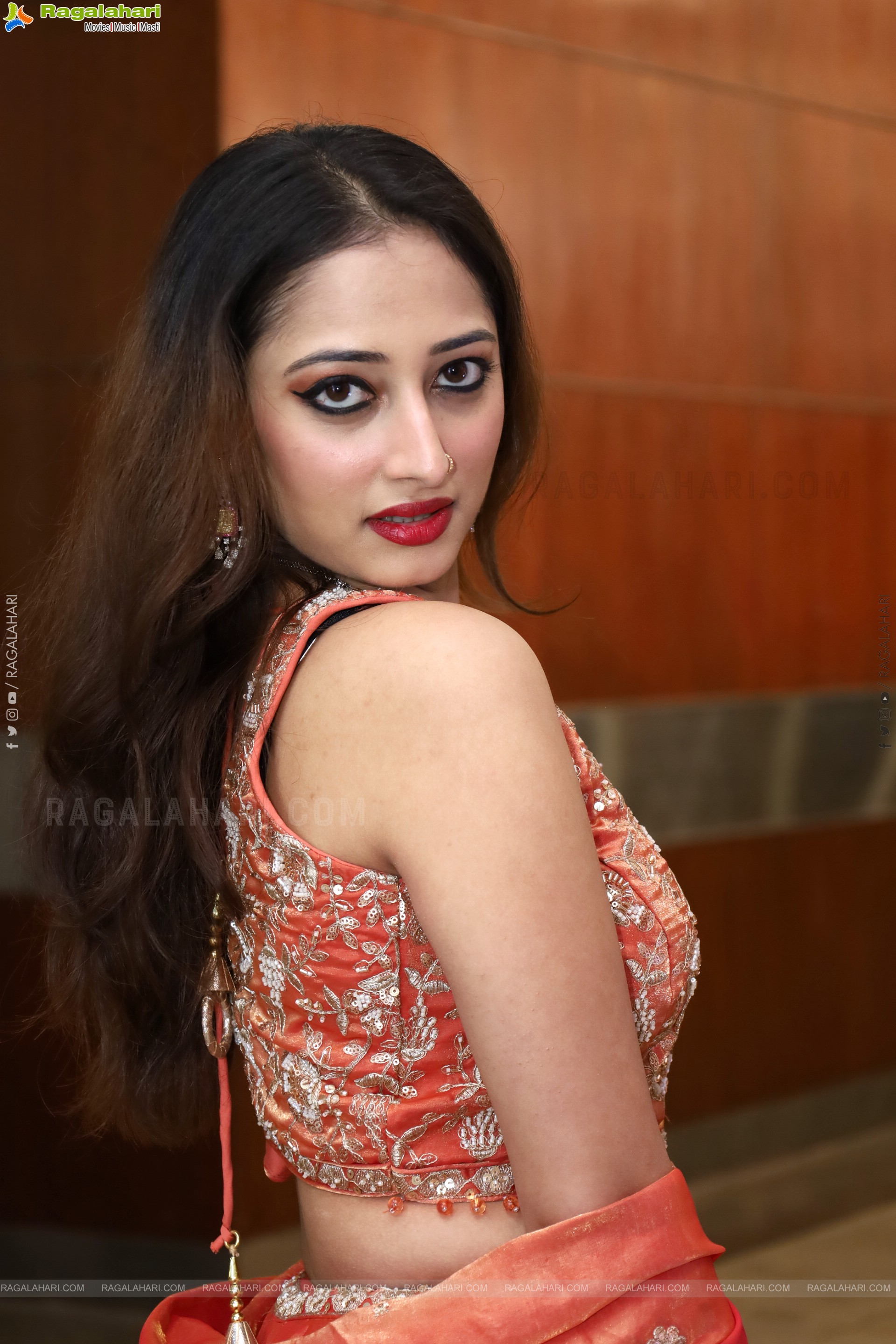 Heena Sheikh stills in Orange Lehenga Choli, HD Gallery