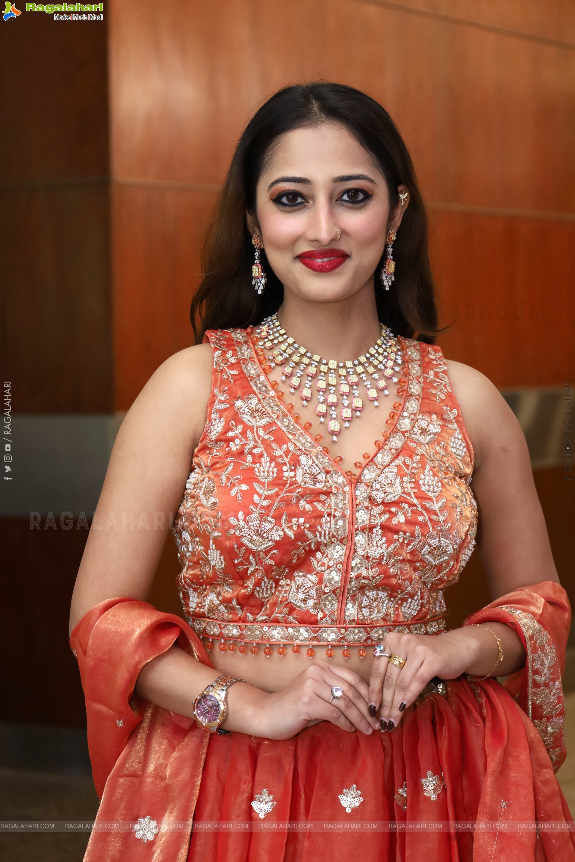 Heena Sheikh stills in Orange Lehenga Choli, HD Gallery