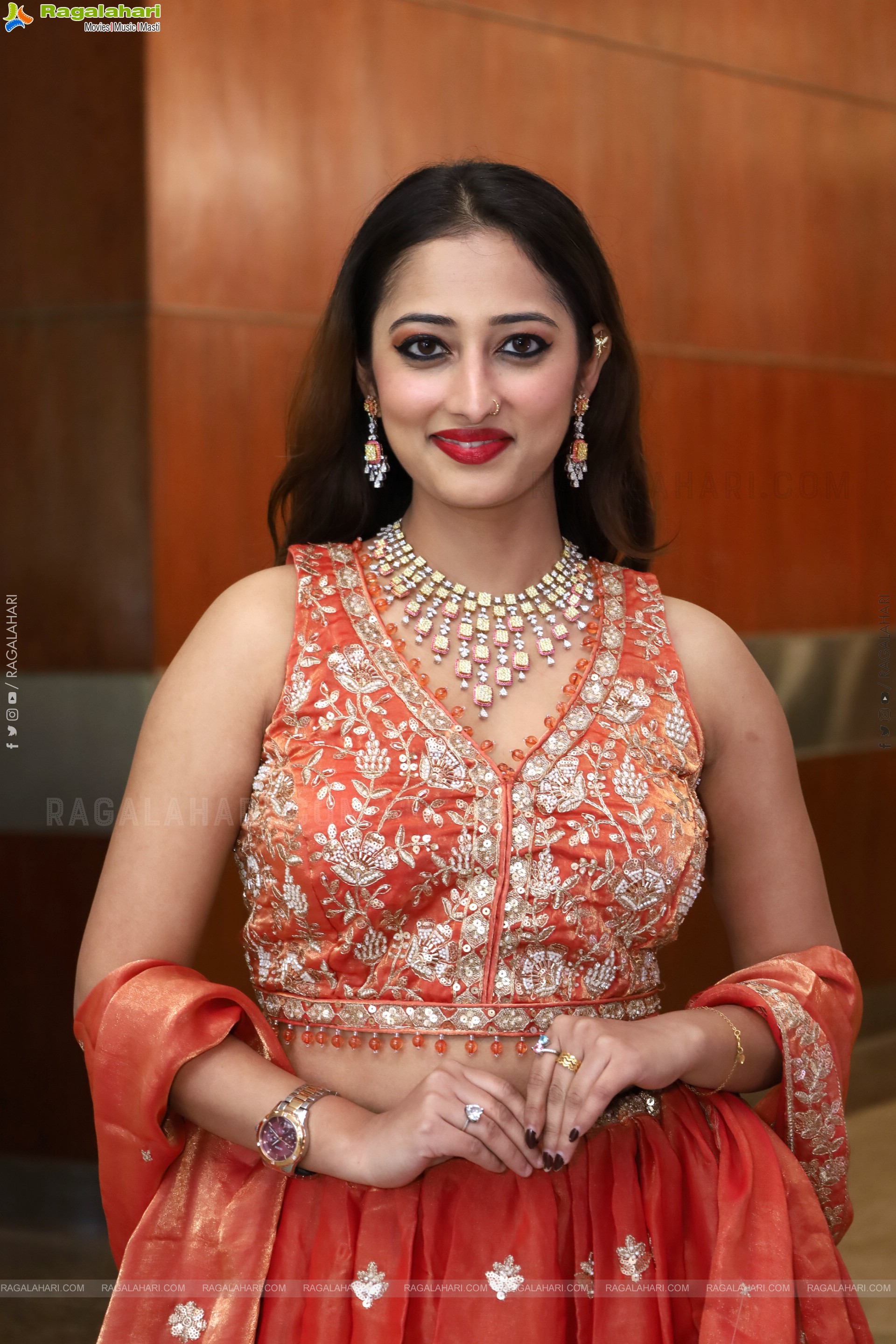 Heena Sheikh stills in Orange Lehenga Choli, HD Gallery