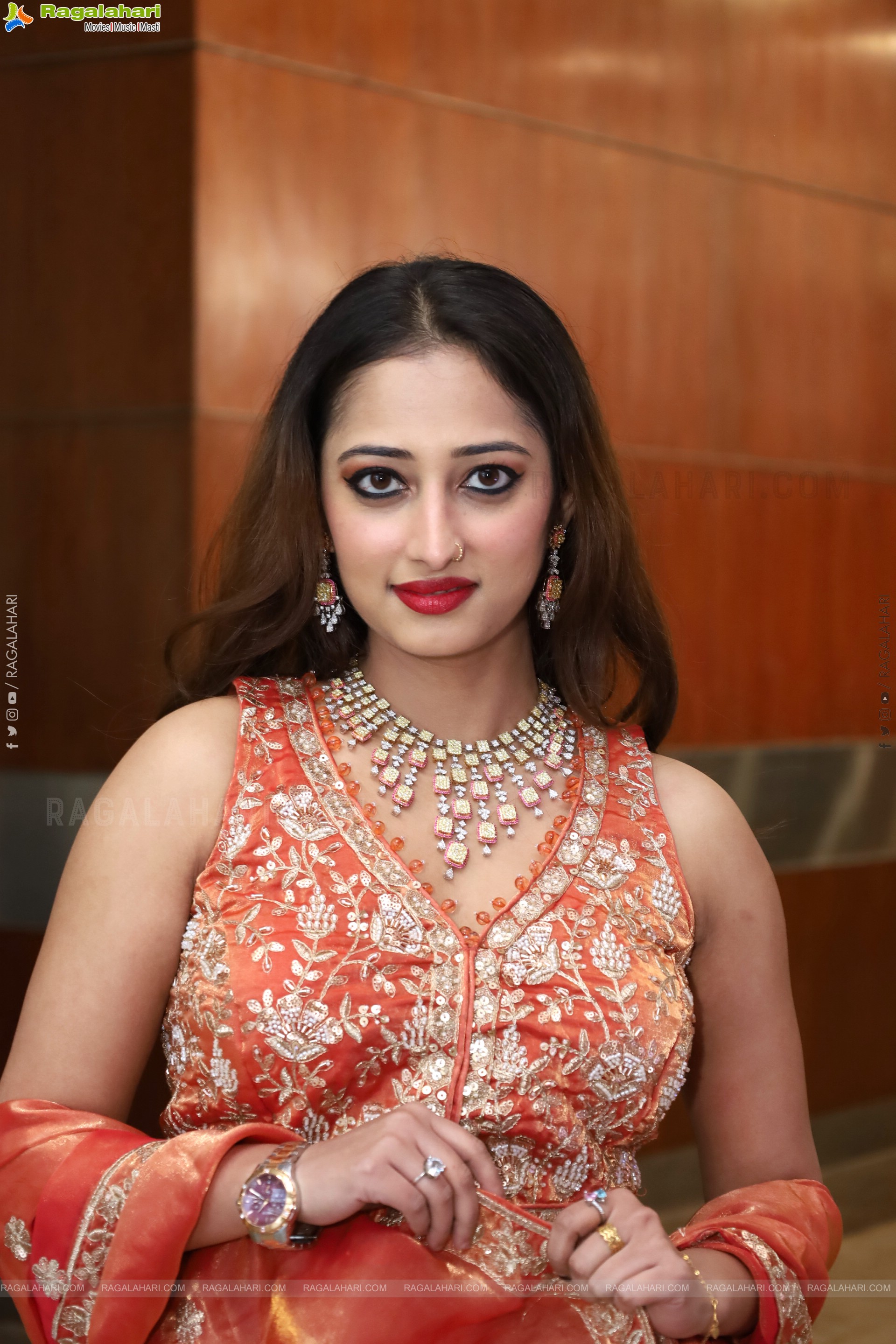 Heena Sheikh stills in Orange Lehenga Choli, HD Gallery