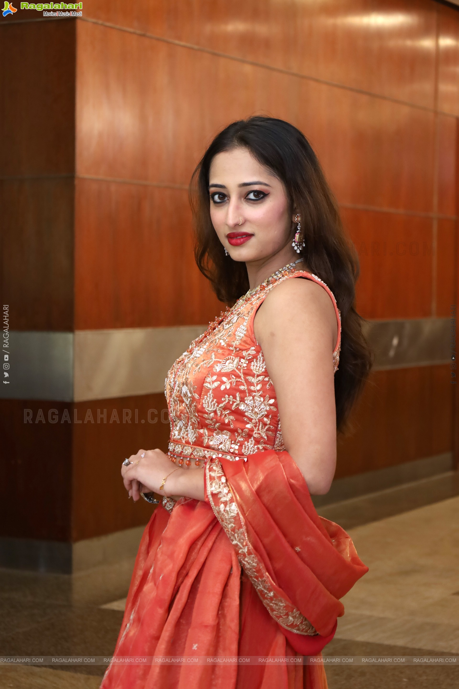 Heena Sheikh stills in Orange Lehenga Choli, HD Gallery