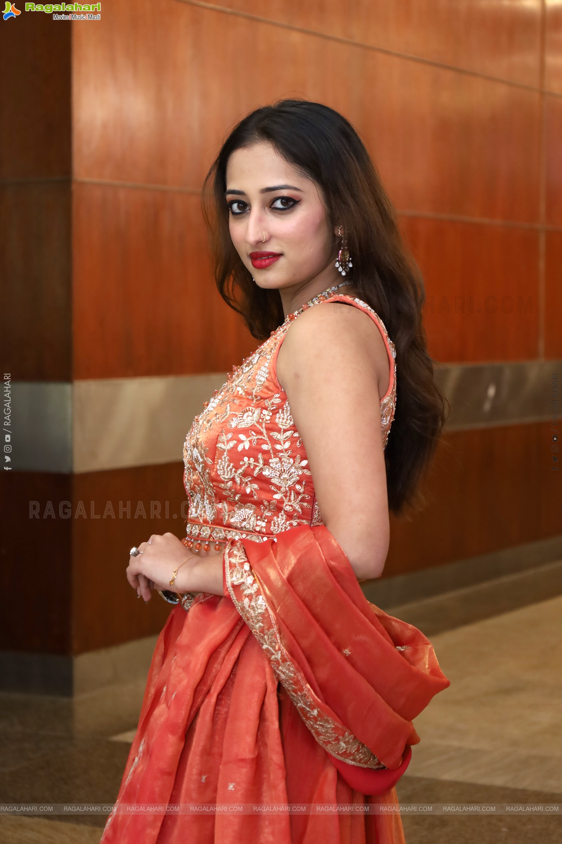 Heena Sheikh stills in Orange Lehenga Choli, HD Gallery