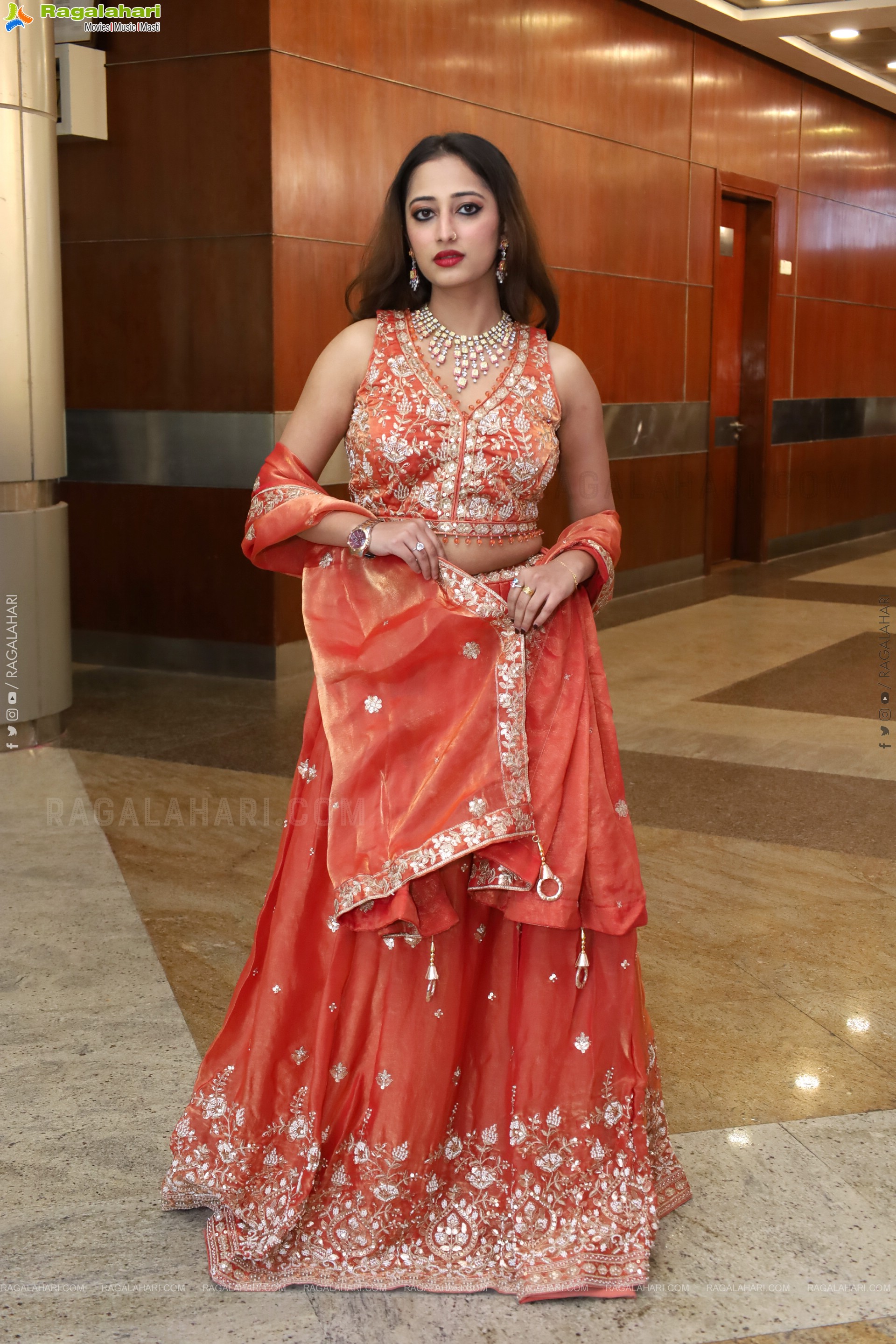 Heena Sheikh stills in Orange Lehenga Choli, HD Gallery