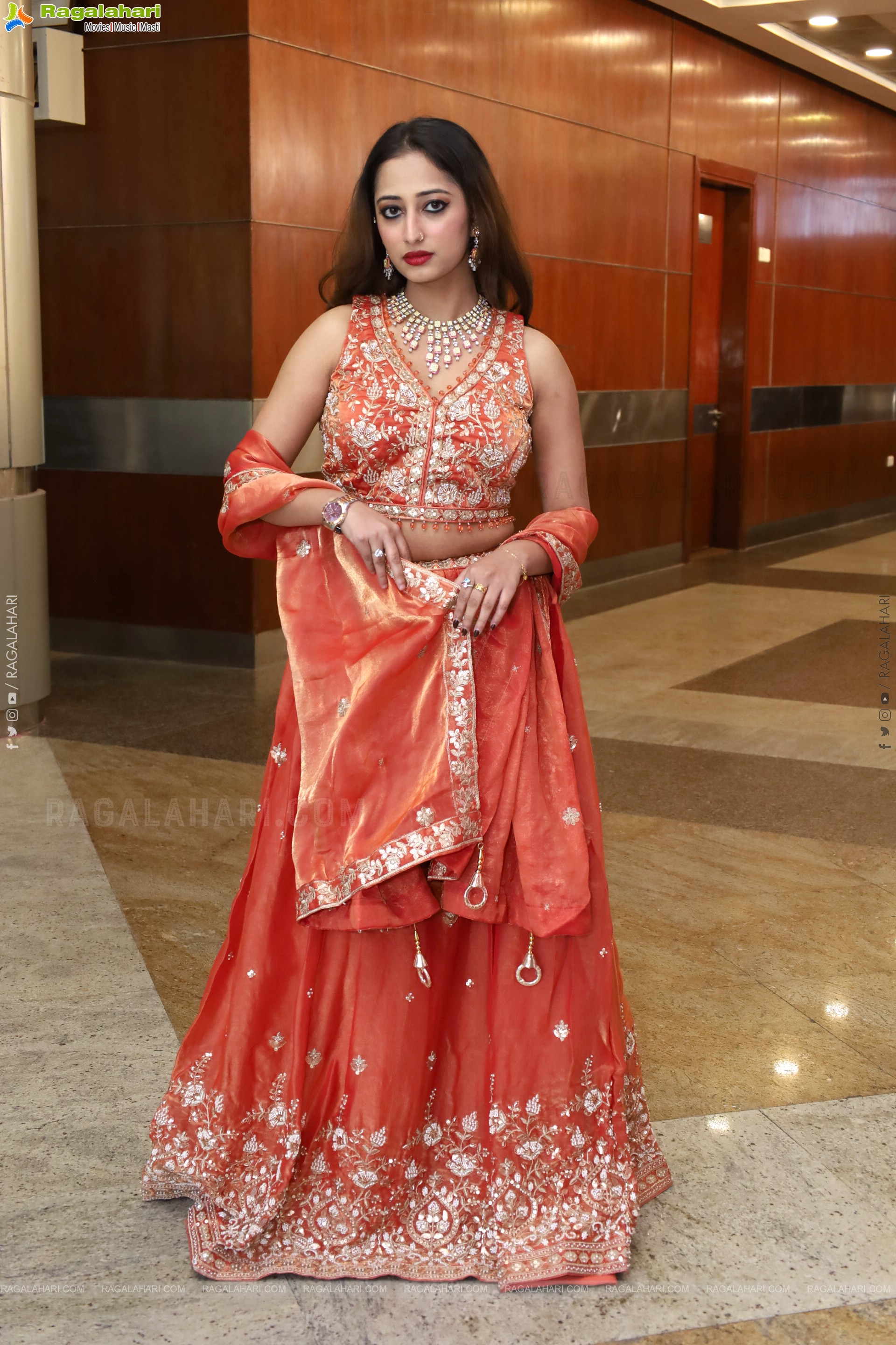 Heena Sheikh stills in Orange Lehenga Choli, HD Gallery