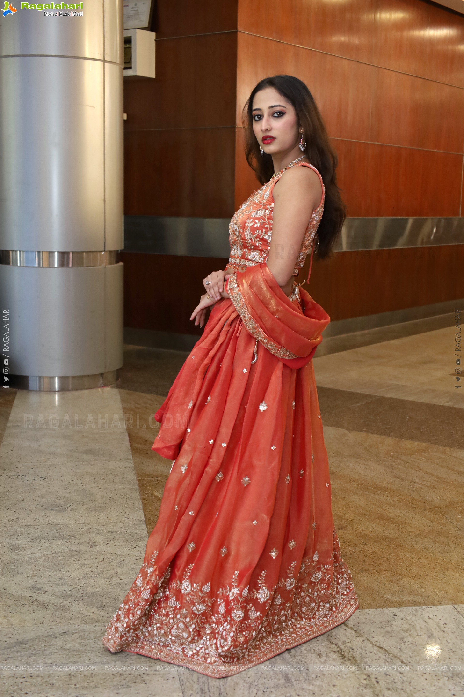 Heena Sheikh stills in Orange Lehenga Choli, HD Gallery