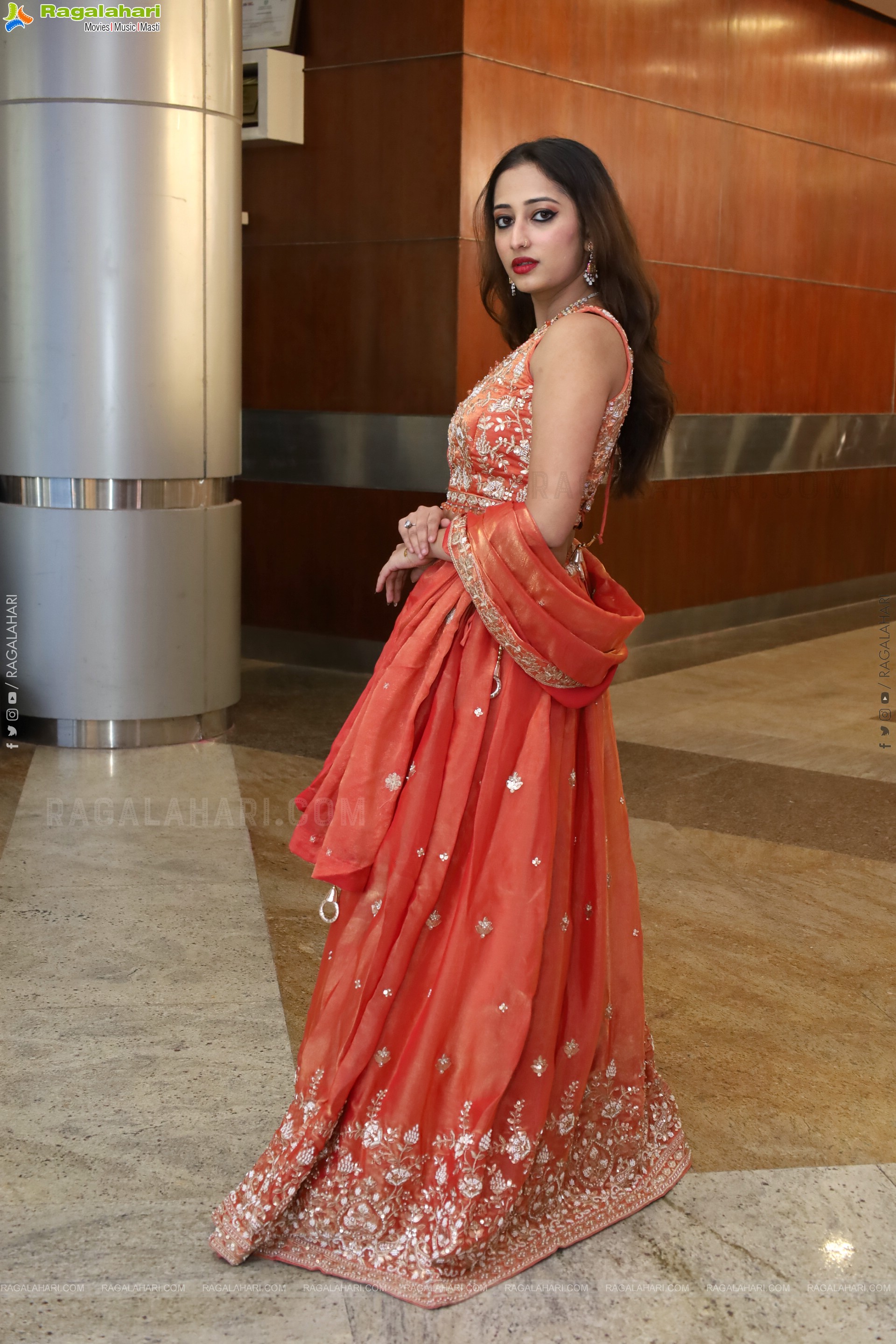 Heena Sheikh stills in Orange Lehenga Choli, HD Gallery
