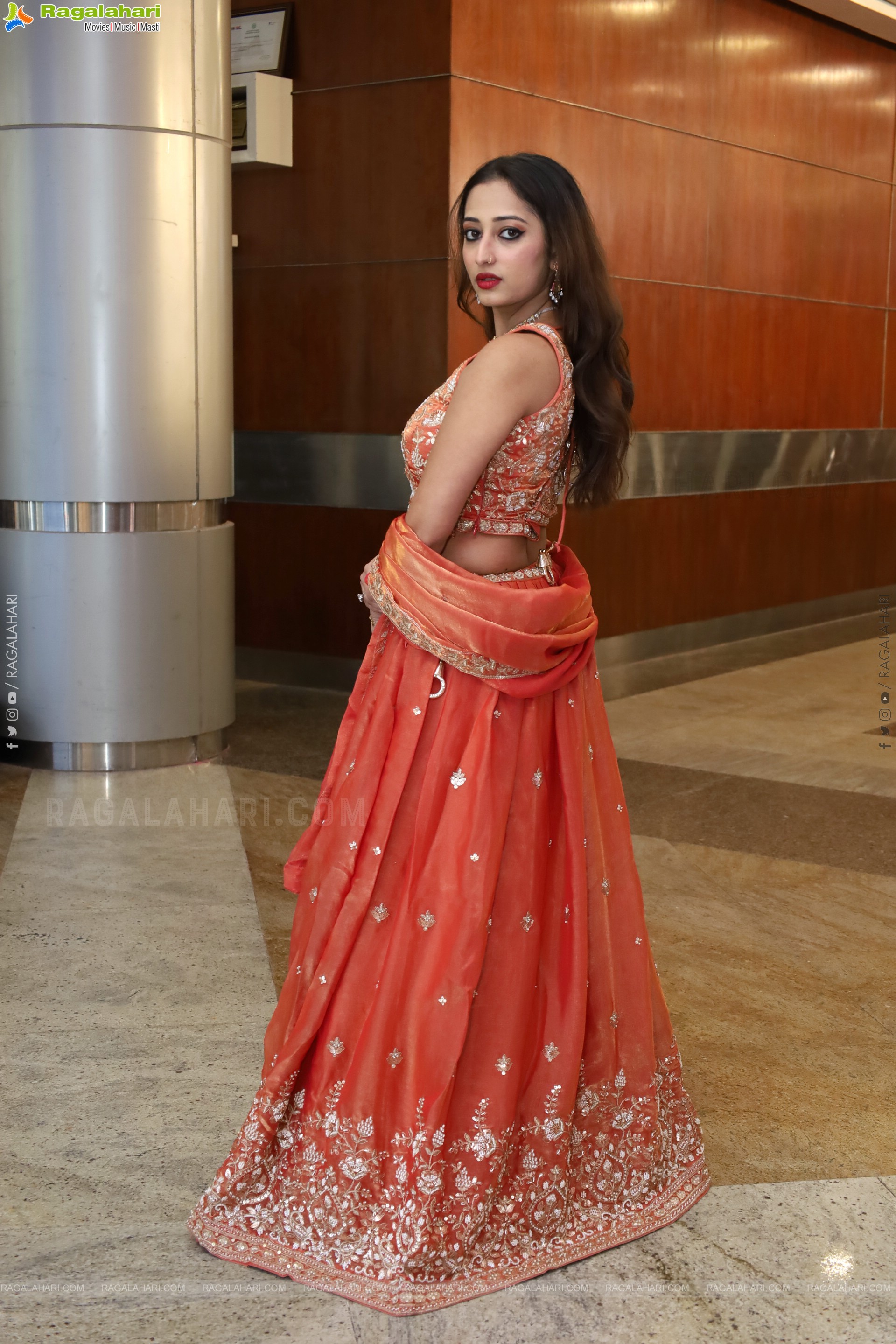 Heena Sheikh stills in Orange Lehenga Choli, HD Gallery
