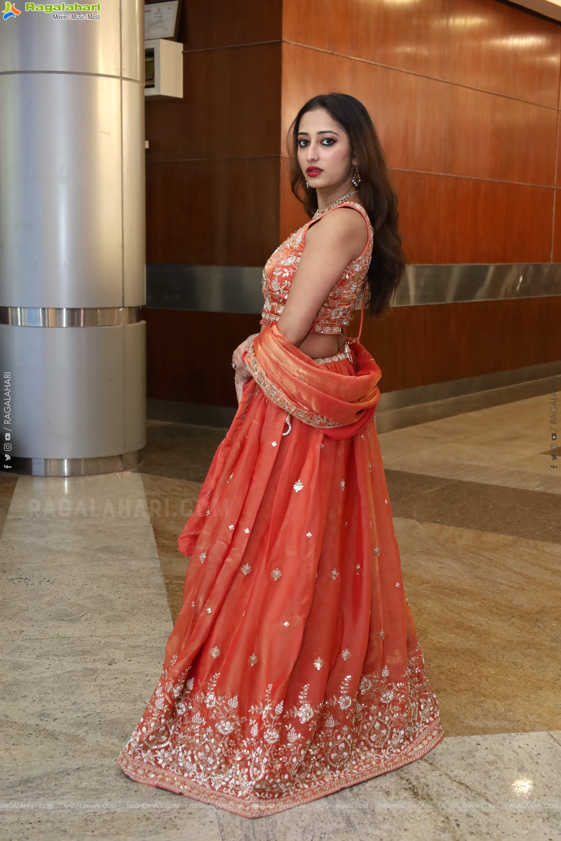 Heena Sheikh stills in Orange Lehenga Choli, HD Gallery