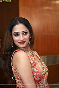 Heena Sheikh stills in Orange Lehenga Choli