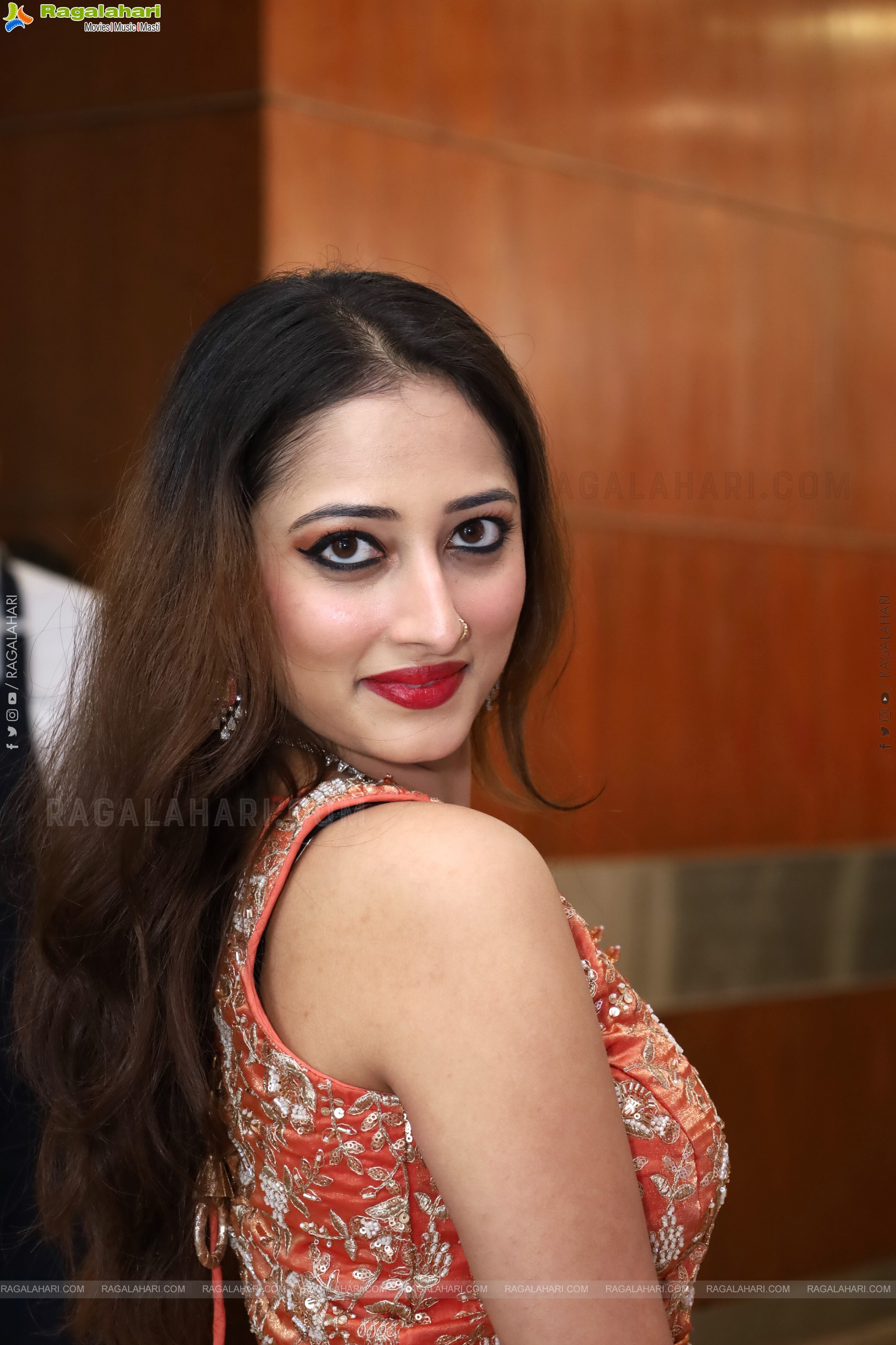 Heena Sheikh stills in Orange Lehenga Choli, HD Gallery