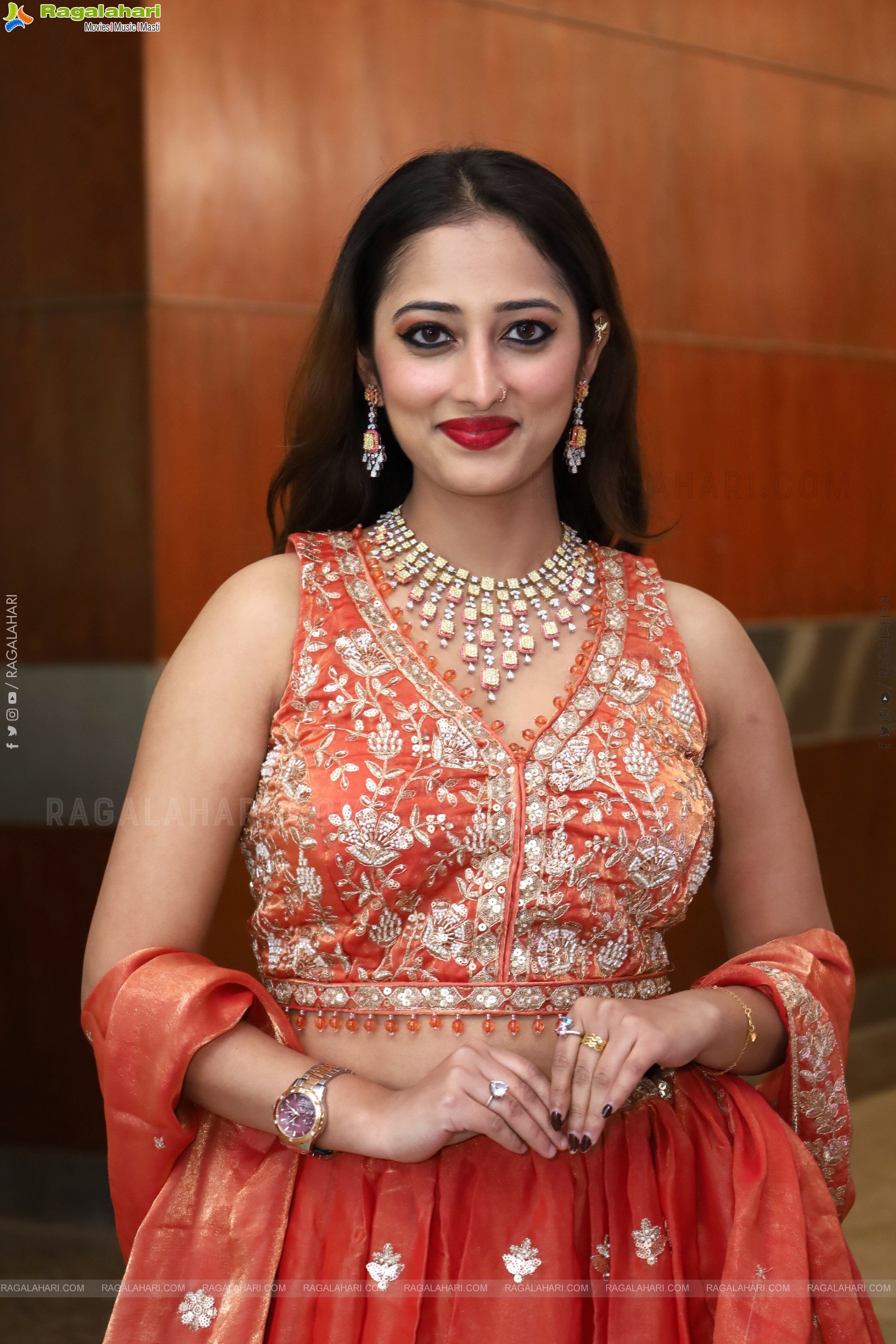 Heena Sheikh stills in Orange Lehenga Choli, HD Gallery