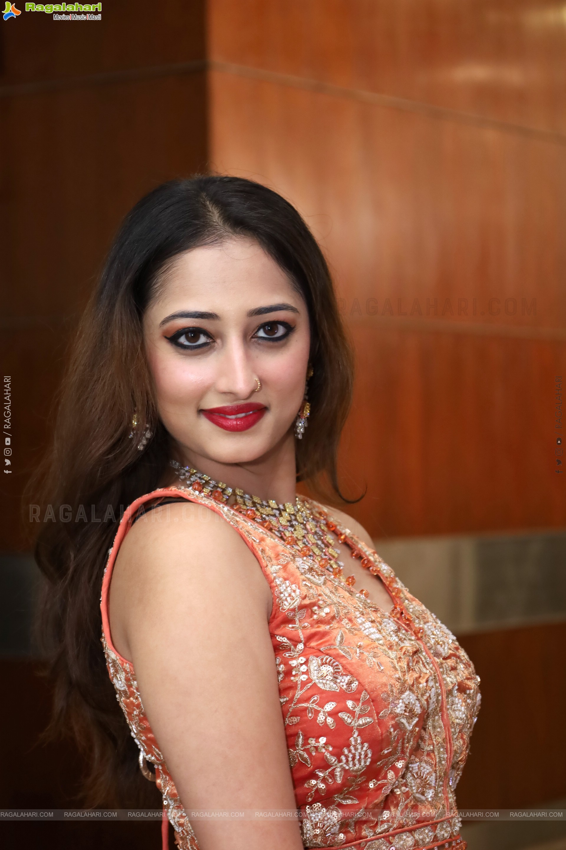 Heena Sheikh stills in Orange Lehenga Choli, HD Gallery