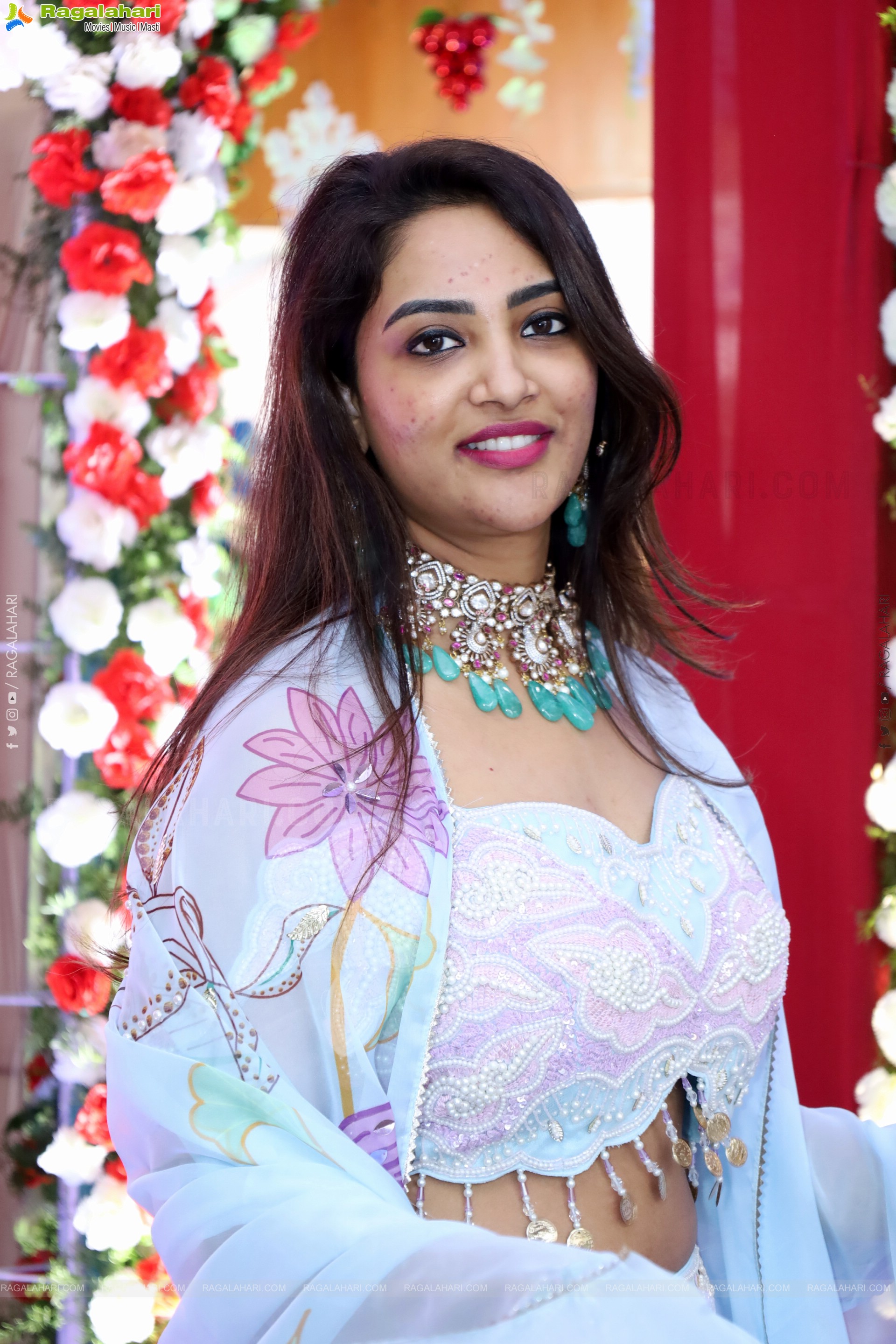 Nirupama stills in White Designer Lehenga Choli, HD Gallery