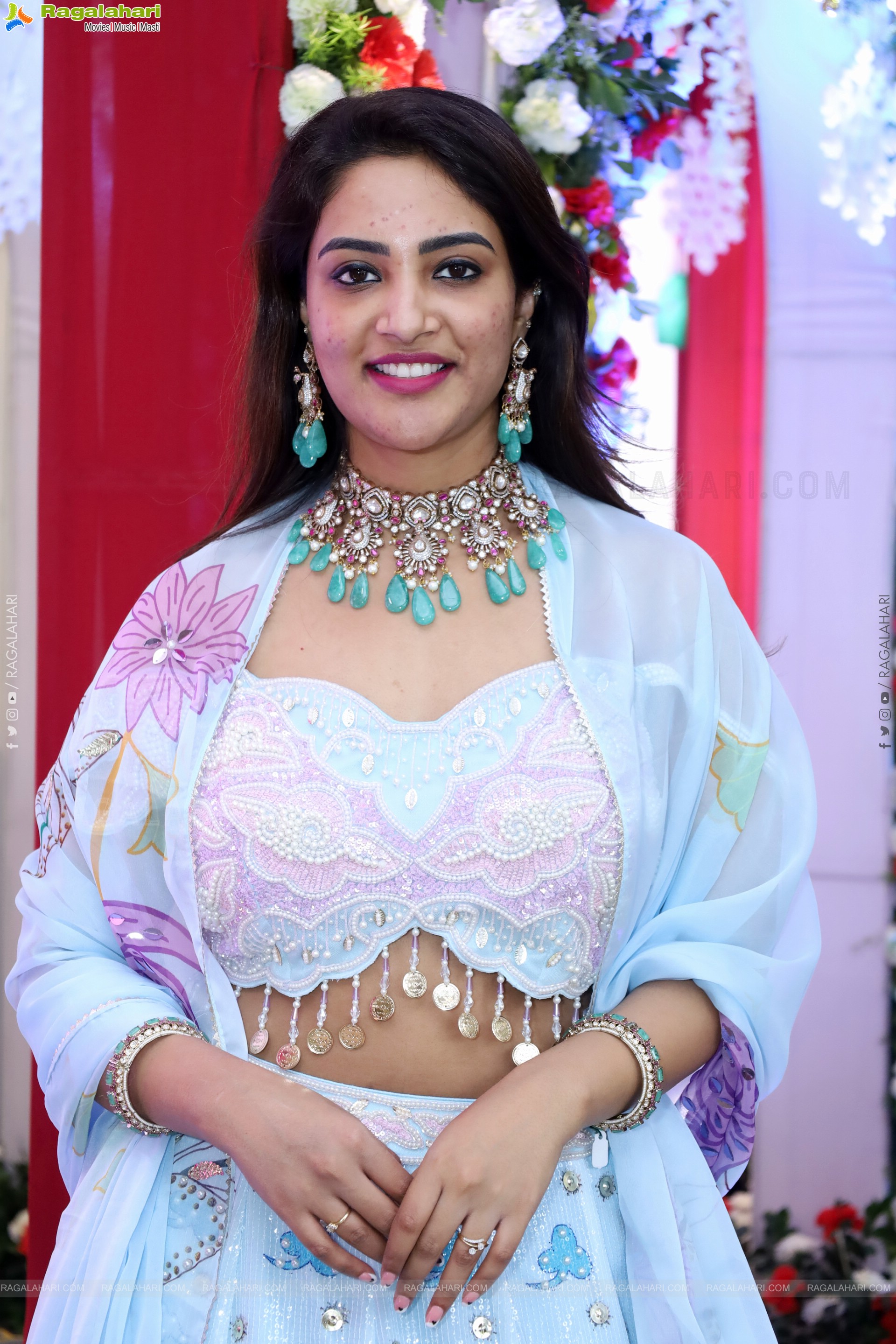 Nirupama stills in White Designer Lehenga Choli, HD Gallery