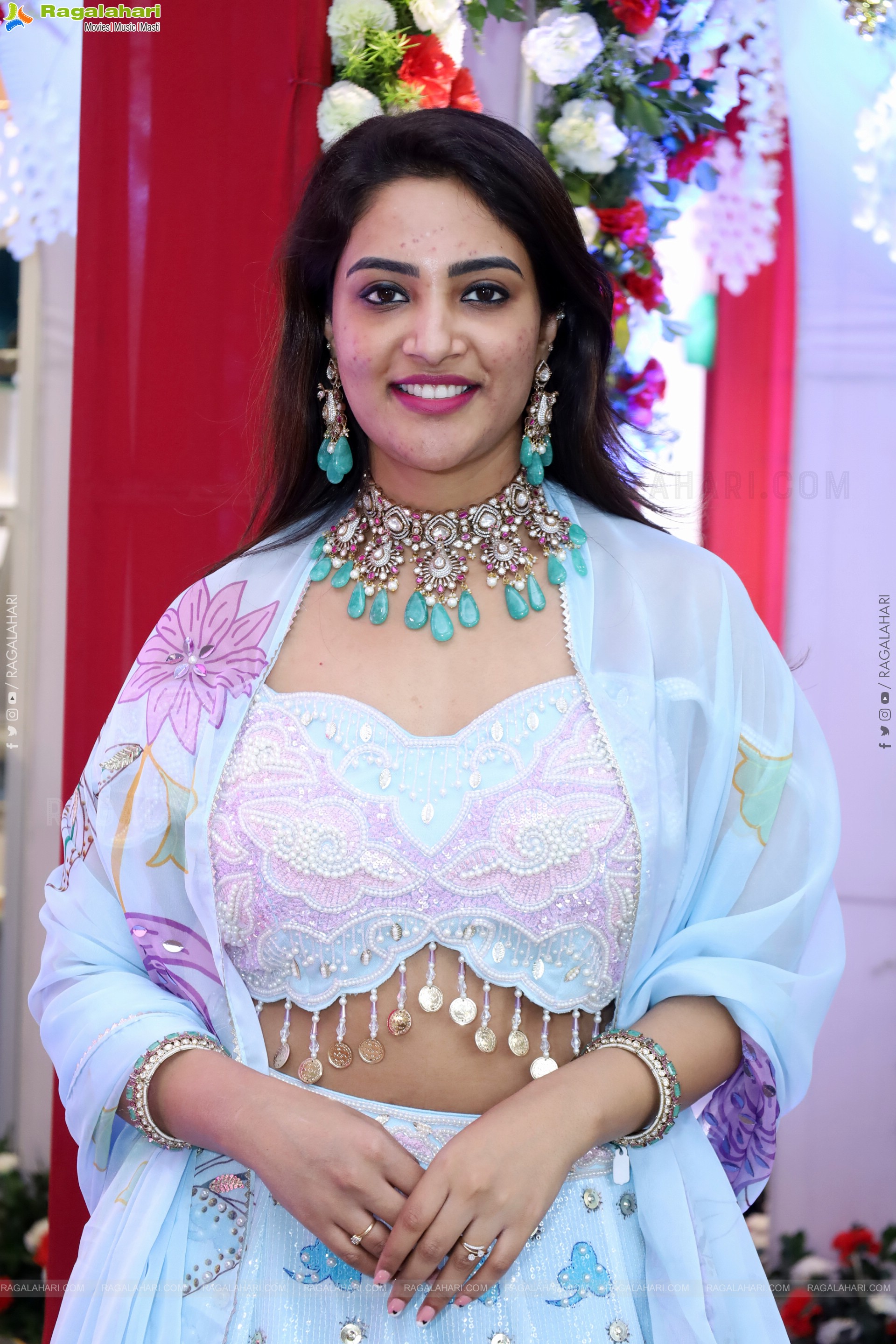 Nirupama stills in White Designer Lehenga Choli, HD Gallery
