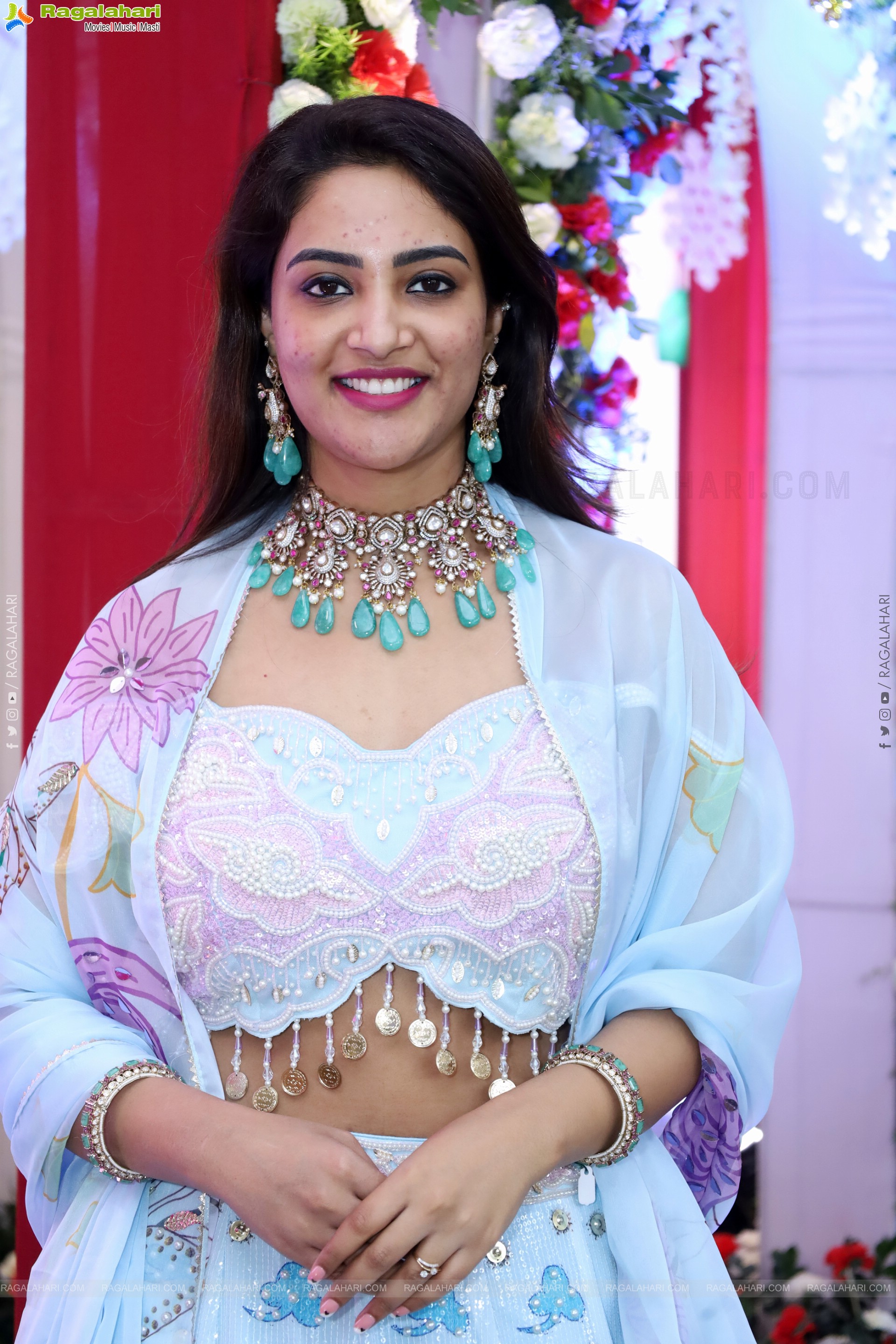 Nirupama stills in White Designer Lehenga Choli, HD Gallery
