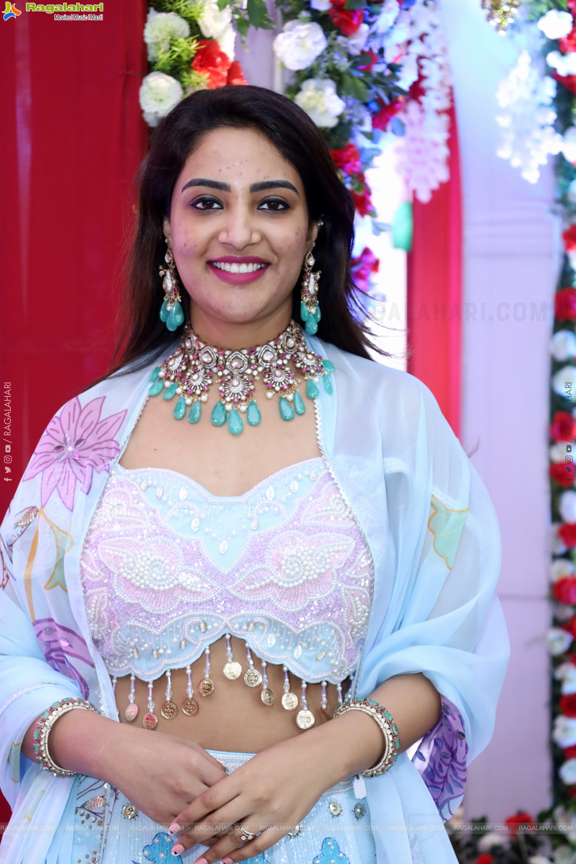 Nirupama stills in White Designer Lehenga Choli, HD Gallery