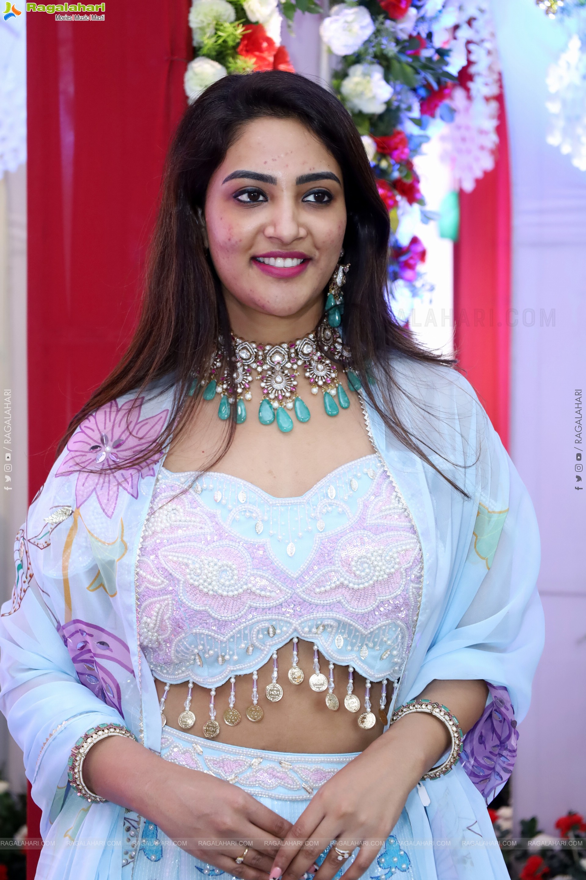 Nirupama stills in White Designer Lehenga Choli, HD Gallery