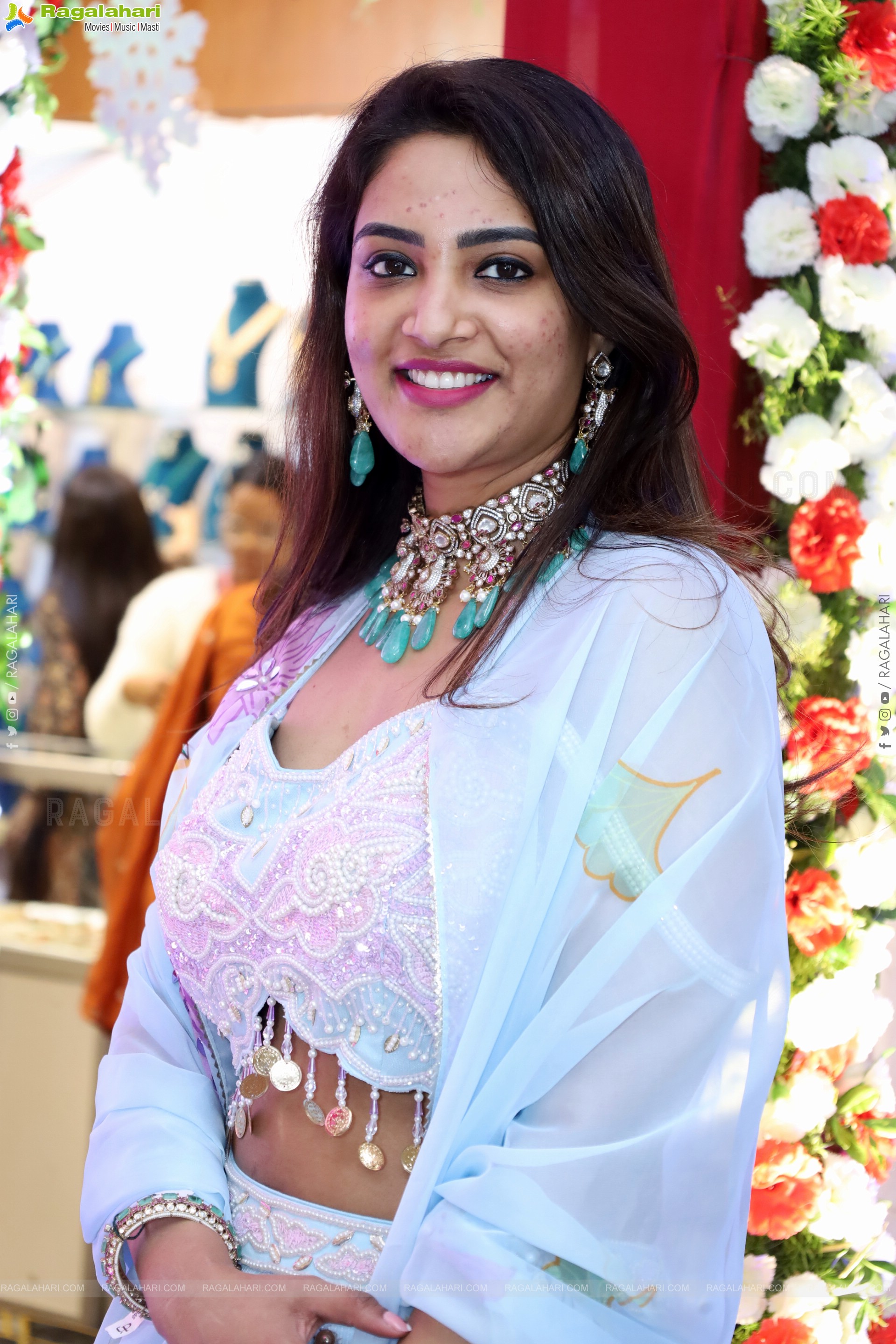 Nirupama stills in White Designer Lehenga Choli, HD Gallery