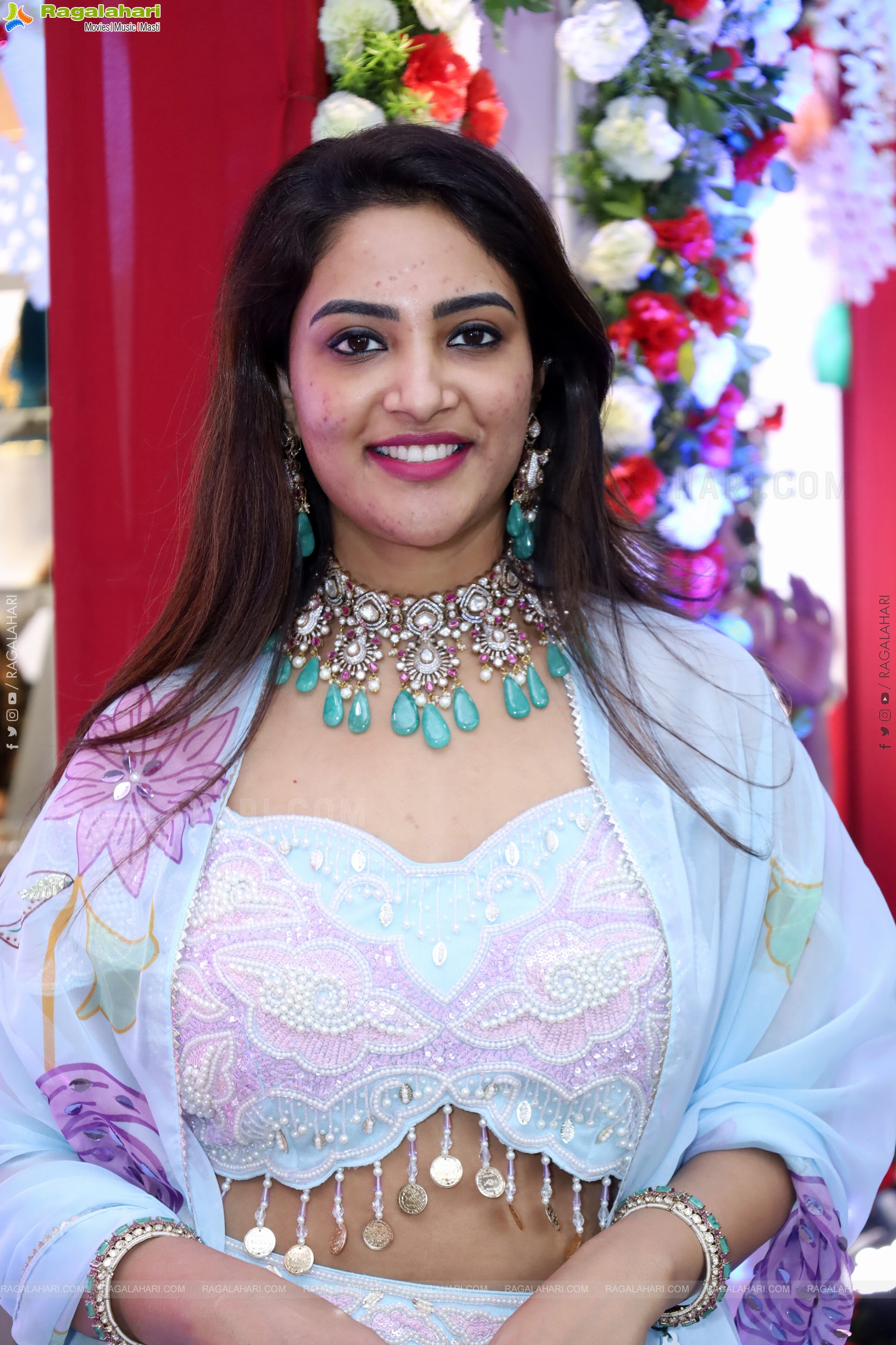 Nirupama stills in White Designer Lehenga Choli, HD Gallery