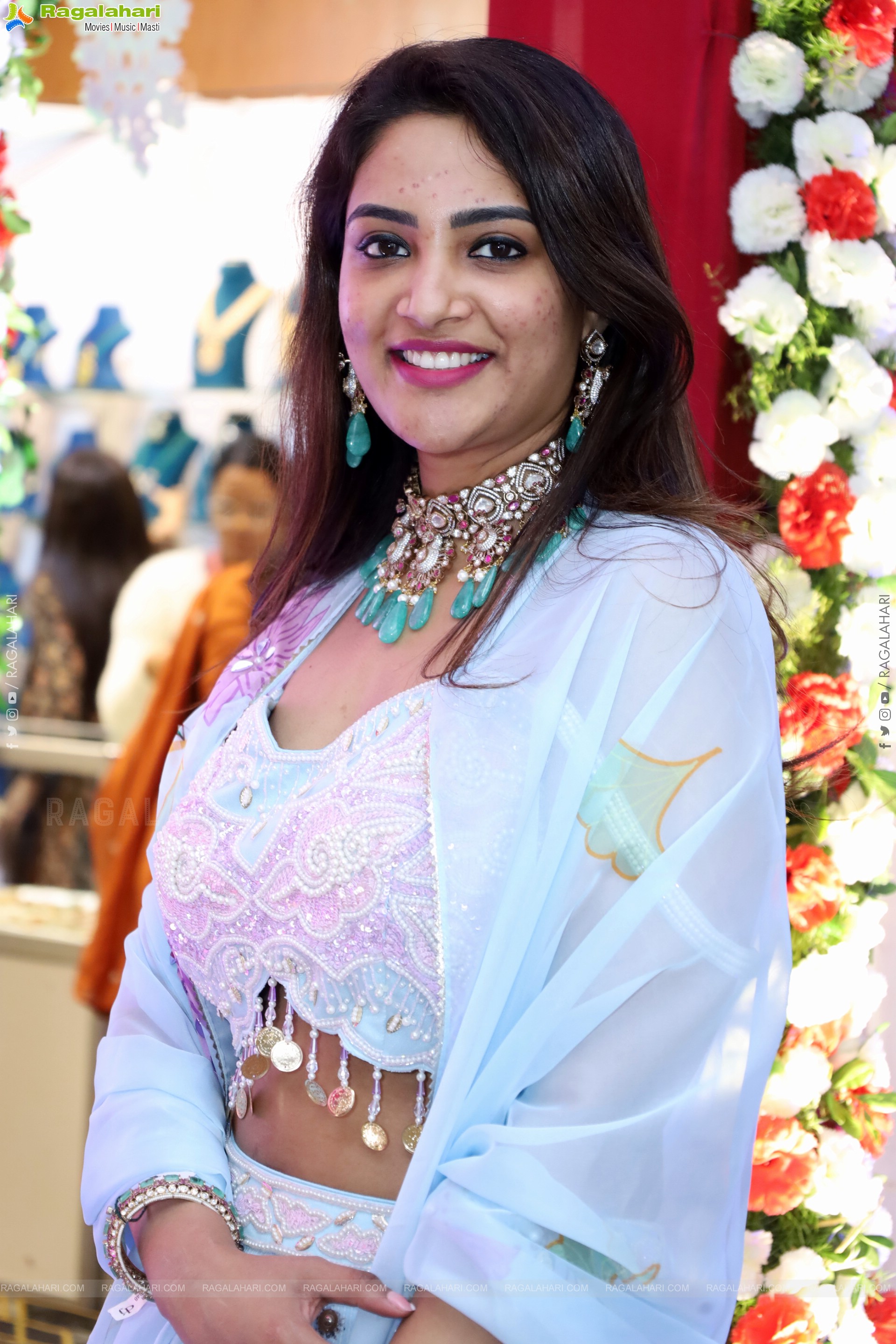 Nirupama stills in White Designer Lehenga Choli, HD Gallery