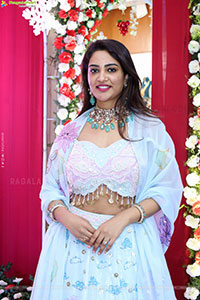 Nirupama stills in White Designer Lehenga Choli