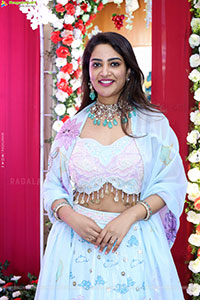 Nirupama stills in White Designer Lehenga Choli