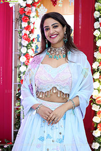 Nirupama stills in White Designer Lehenga Choli