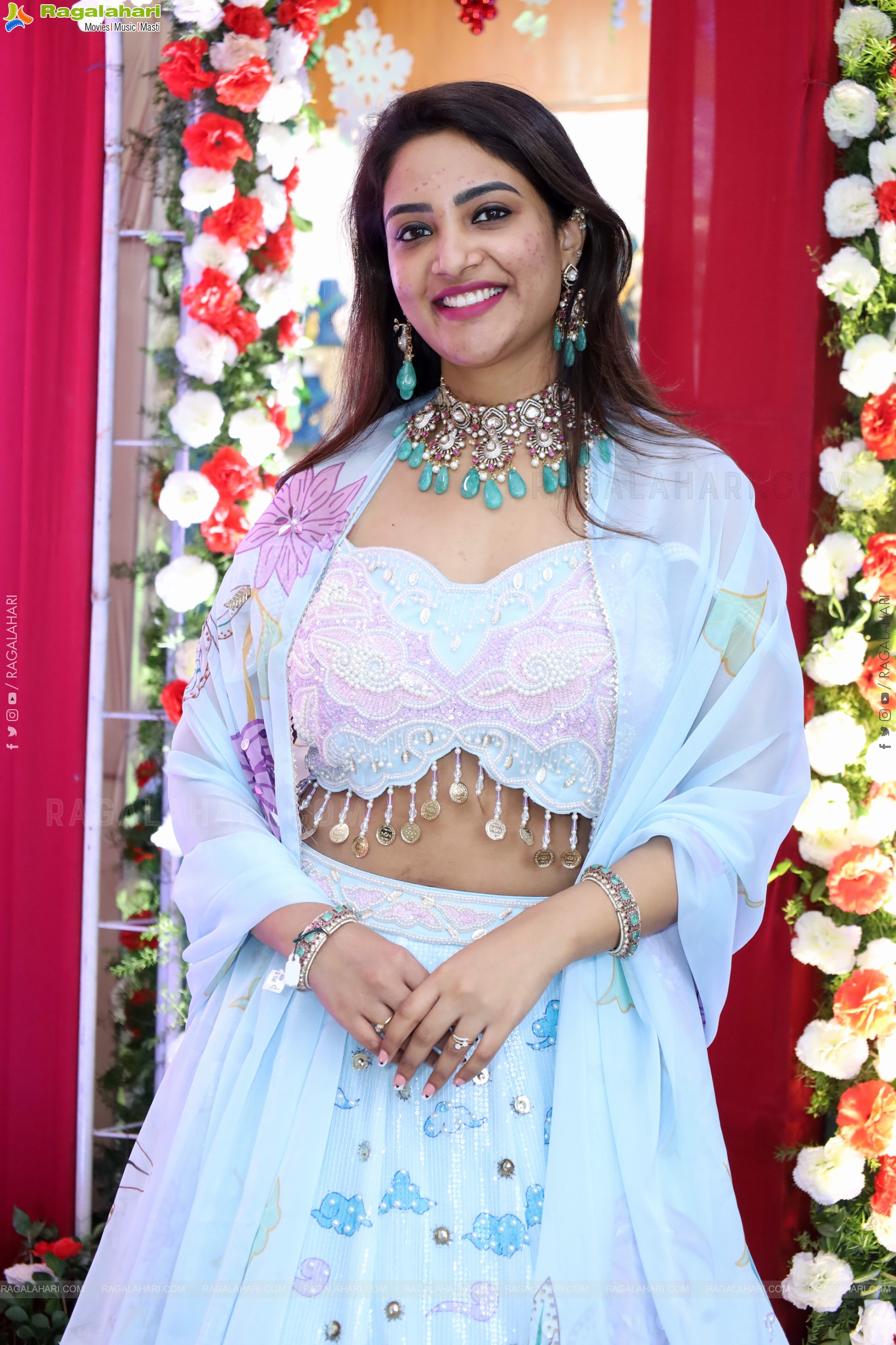 Nirupama stills in White Designer Lehenga Choli, HD Gallery