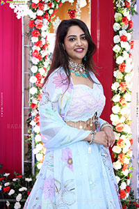 Nirupama stills in White Designer Lehenga Choli