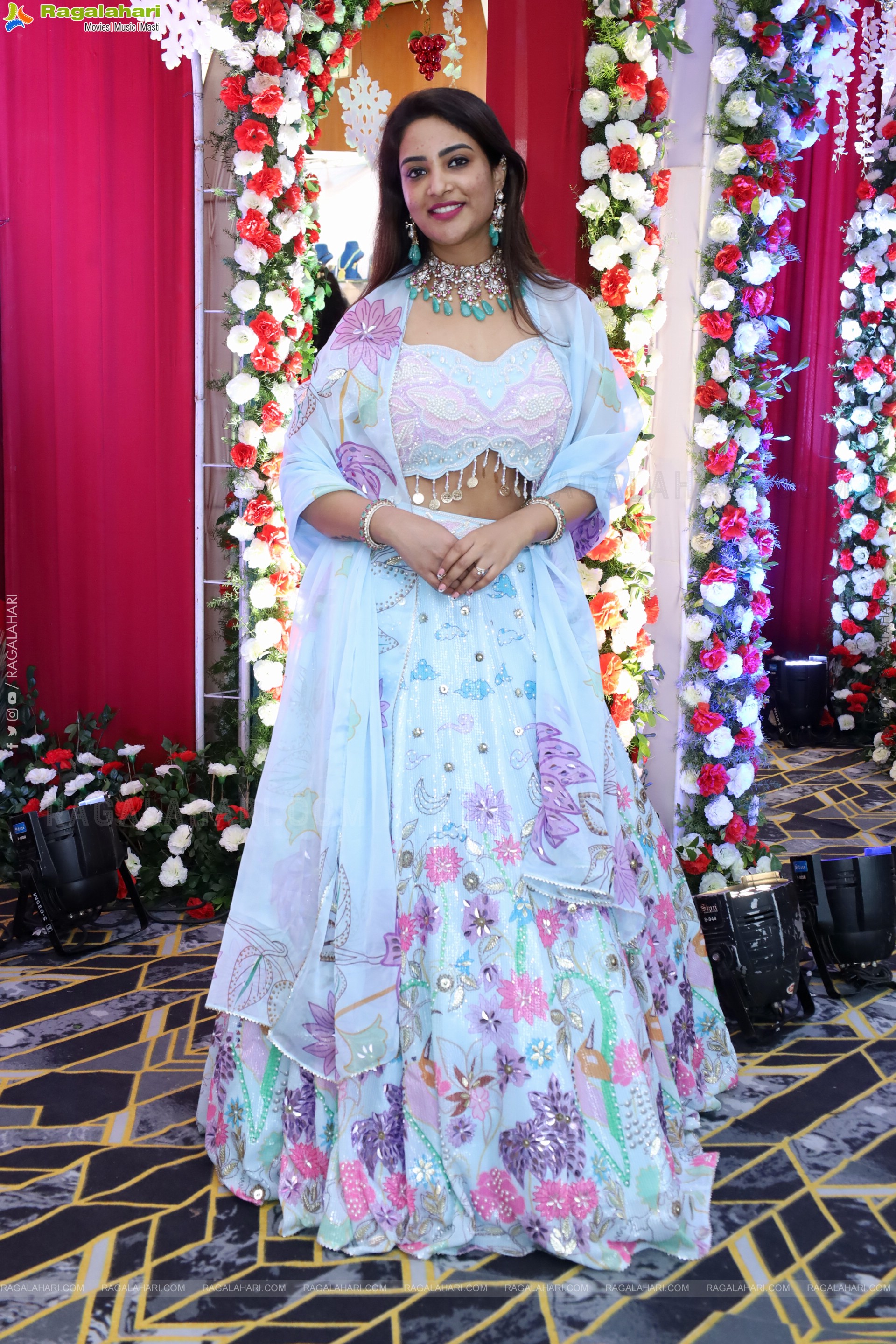 Nirupama stills in White Designer Lehenga Choli, HD Gallery