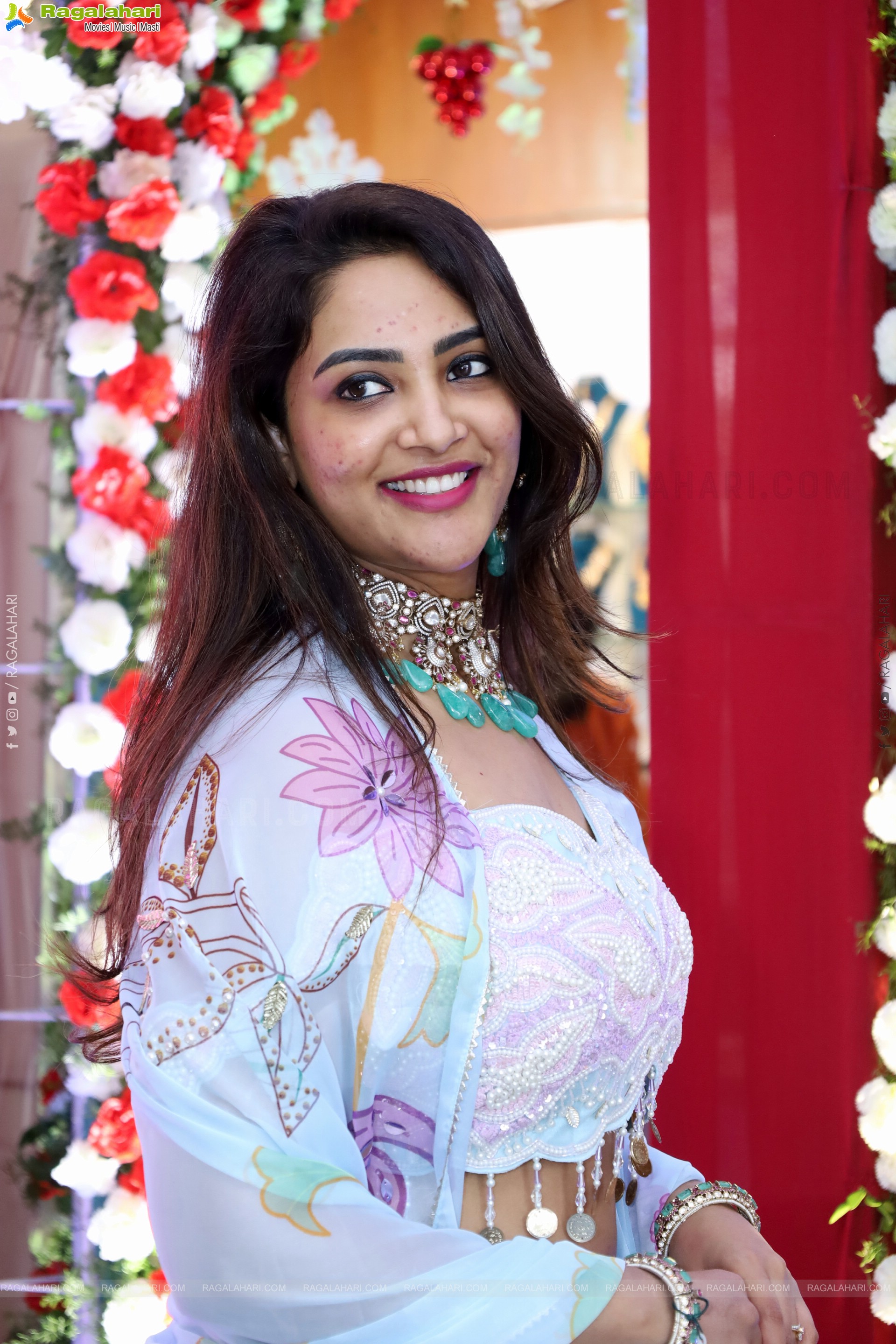 Nirupama stills in White Designer Lehenga Choli, HD Gallery