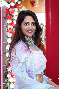 Nirupama stills in White Designer Lehenga Choli