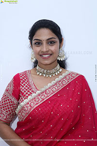 Mounika Ghanta in Red Saree, HD Photo Gallery