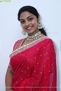 Mounika Ghanta in Red Saree, HD Photo Gallery