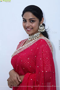 Mounika Ghanta in Red Saree, HD Photo Gallery