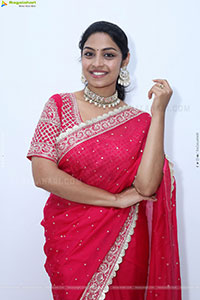 Mounika Ghanta in Red Saree, HD Photo Gallery