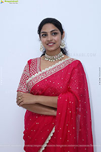 Mounika Ghanta in Red Saree, HD Photo Gallery