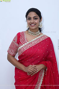 Mounika Ghanta in Red Saree, HD Photo Gallery