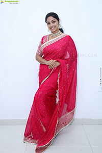 Mounika Ghanta in Red Saree, HD Photo Gallery