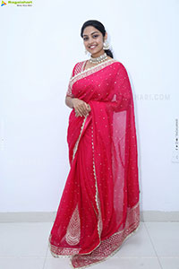 Mounika Ghanta in Red Saree, HD Photo Gallery