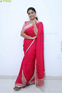 Mounika Ghanta in Red Saree, HD Photo Gallery