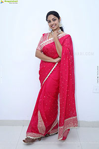 Mounika Ghanta in Red Saree, HD Photo Gallery