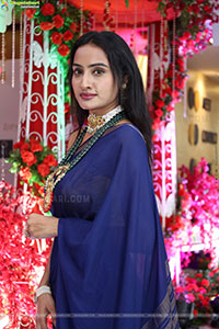 Hima Varma Glam stills in Elegant Royal Blue Saree